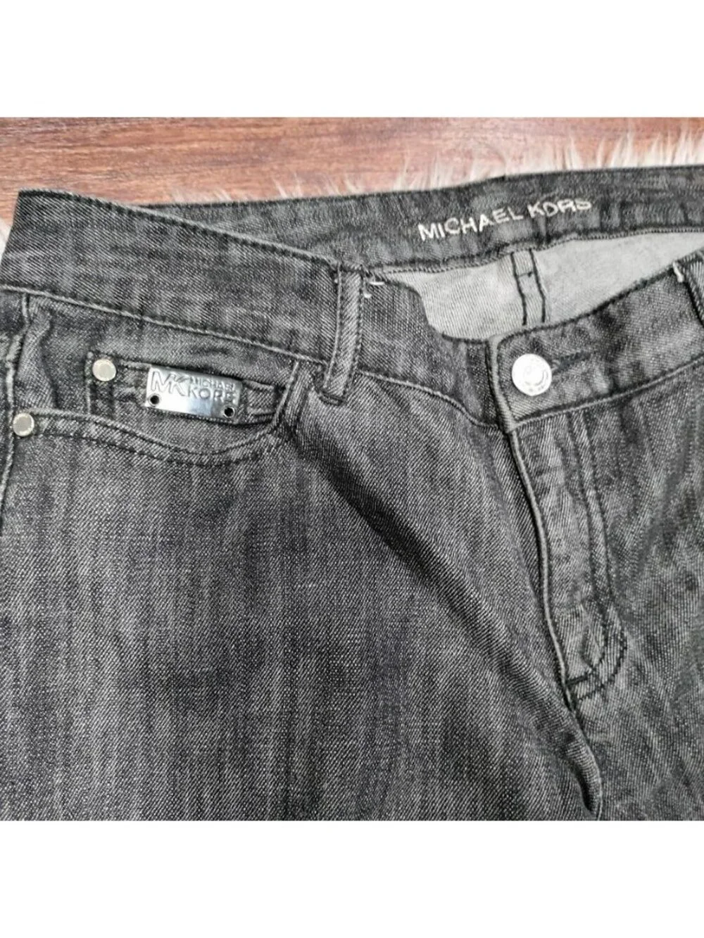 Michael Kors Size 6 Black Studded Pocket Slim Straight Jeans